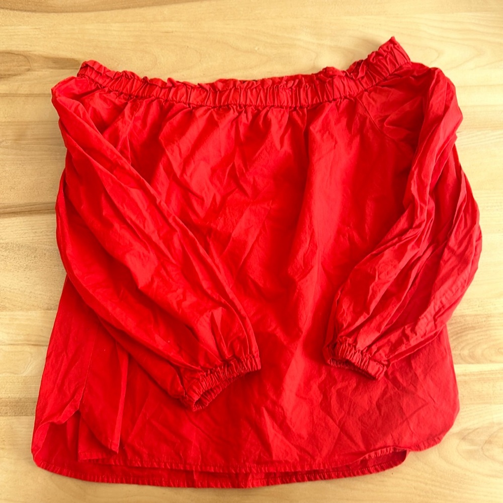 Jcrew off the shoulder blouse.